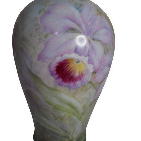 Vintage c 1930 Epiag Czechoslovakian Porcelain Floral Orchid vase pastels - Picture 4 of 10